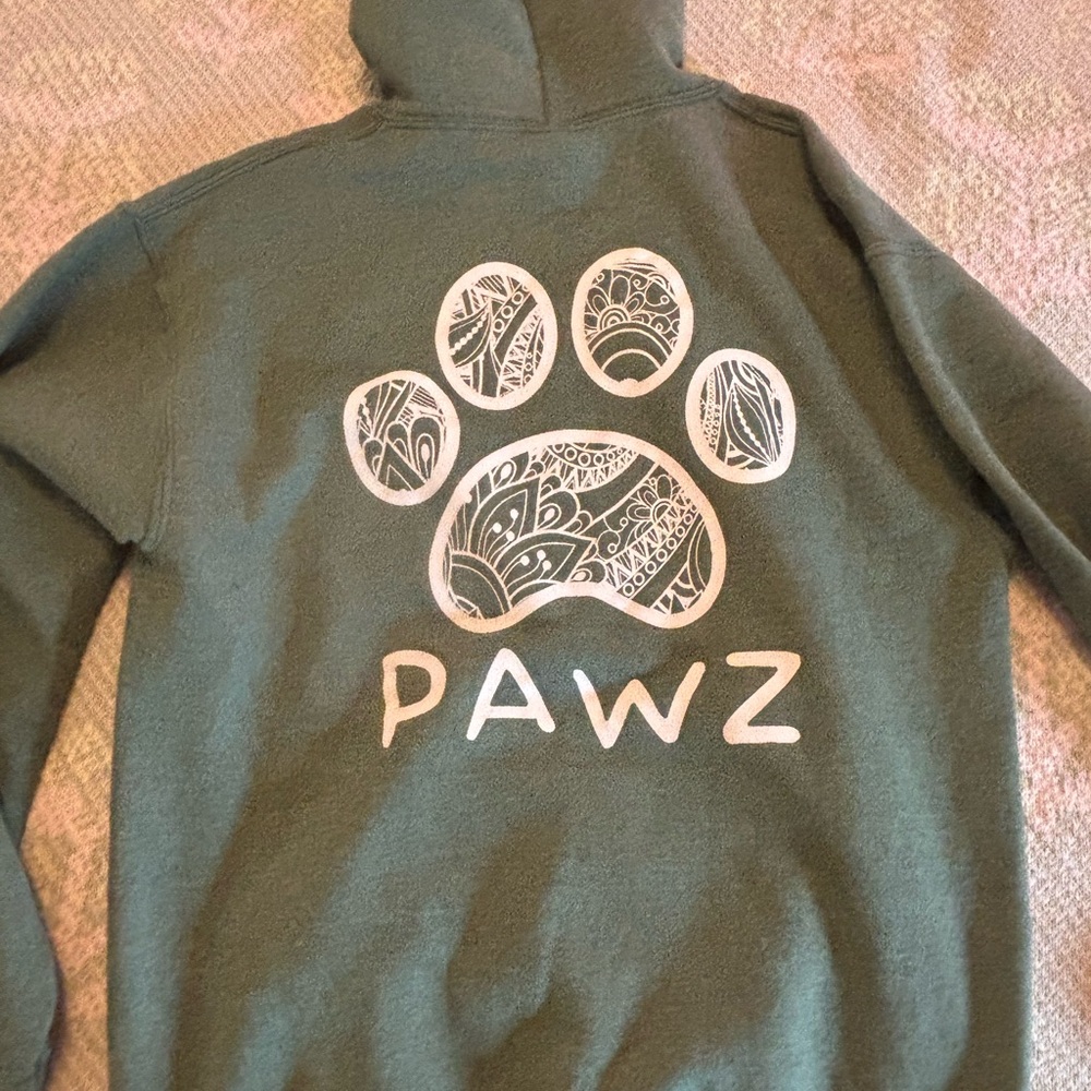 PAWZ Olive Green Hoodie with Paw Logo